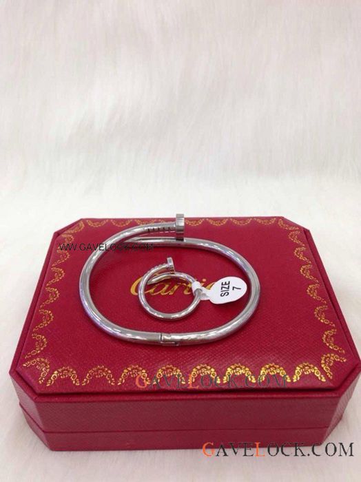 Sliver Steel Cartier Nail Replica Bracelet & Ring Set
